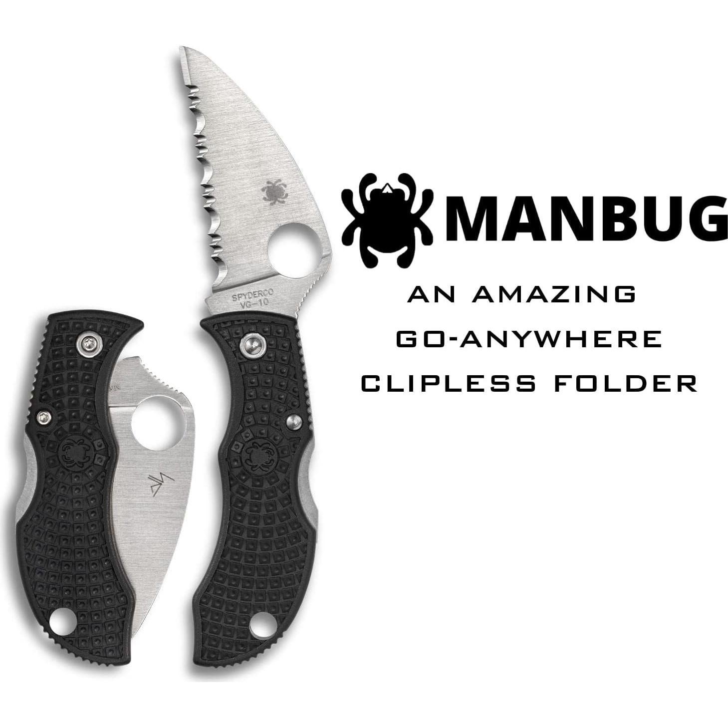 Cuchillo de bolsillo Spyderco Manbug Wharncliffe VG-10 4.8 cm