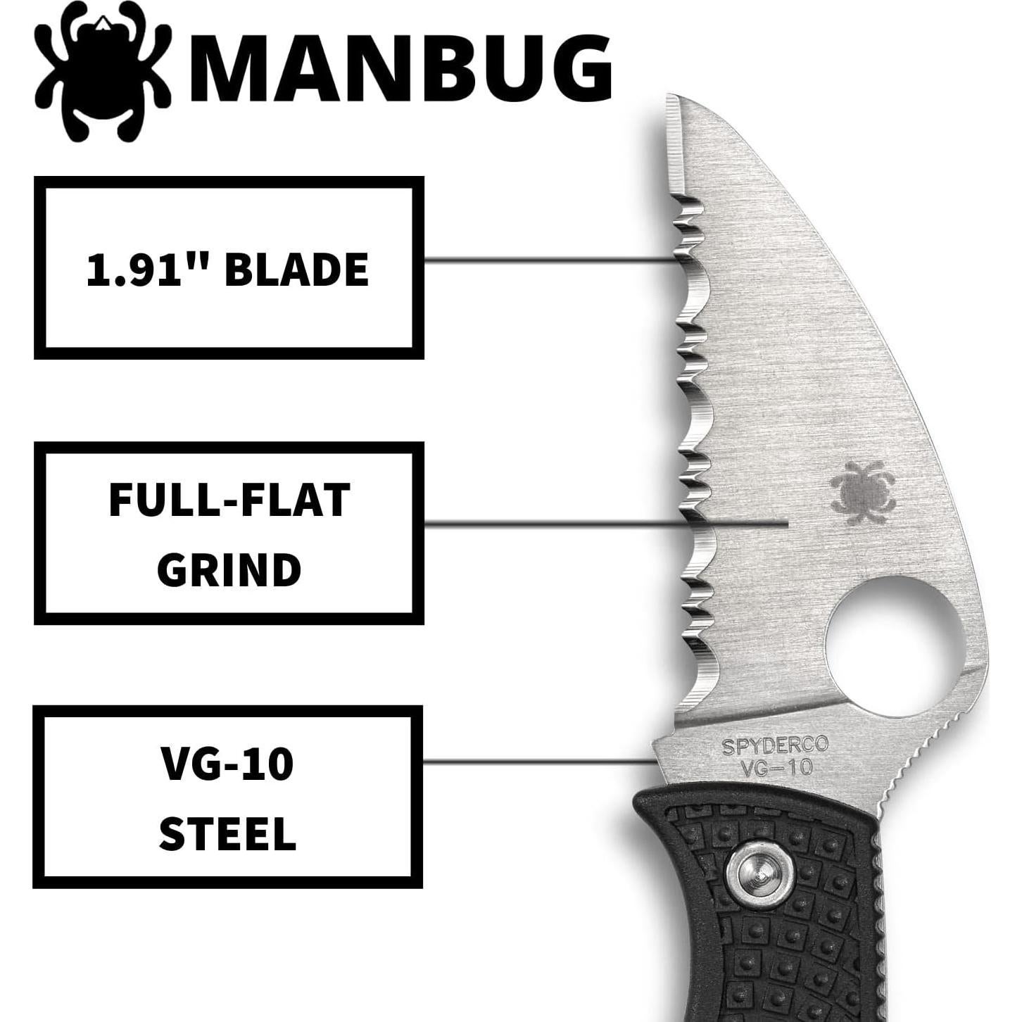 Cuchillo de bolsillo Spyderco Manbug Wharncliffe VG-10 4.8 cm