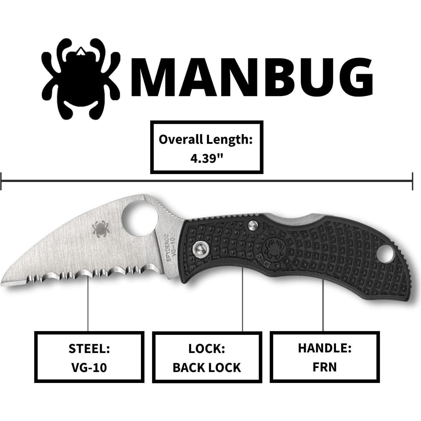 Cuchillo de bolsillo Spyderco Manbug Wharncliffe VG-10 4.8 cm