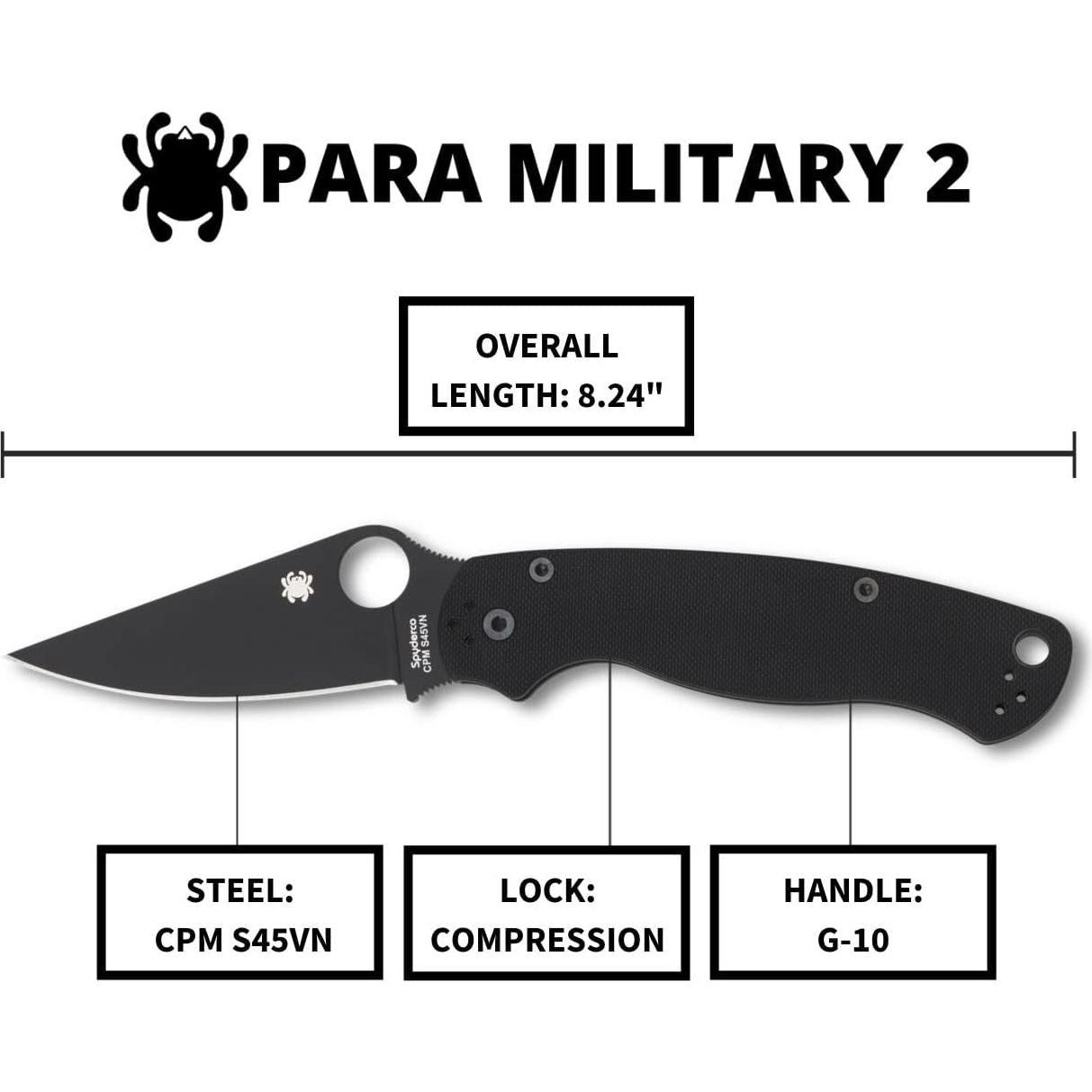 Cuchillo Spyderco Para Military 2 G-10 8.69 cm Acero S45VN