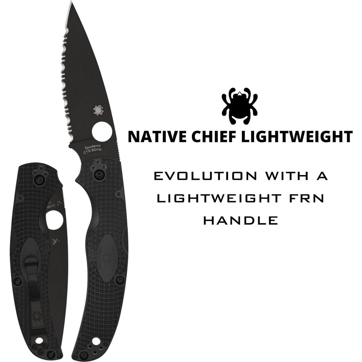 Cuchillo de bolsillo Spyderco Native Chief 10.16 cm FRN negro