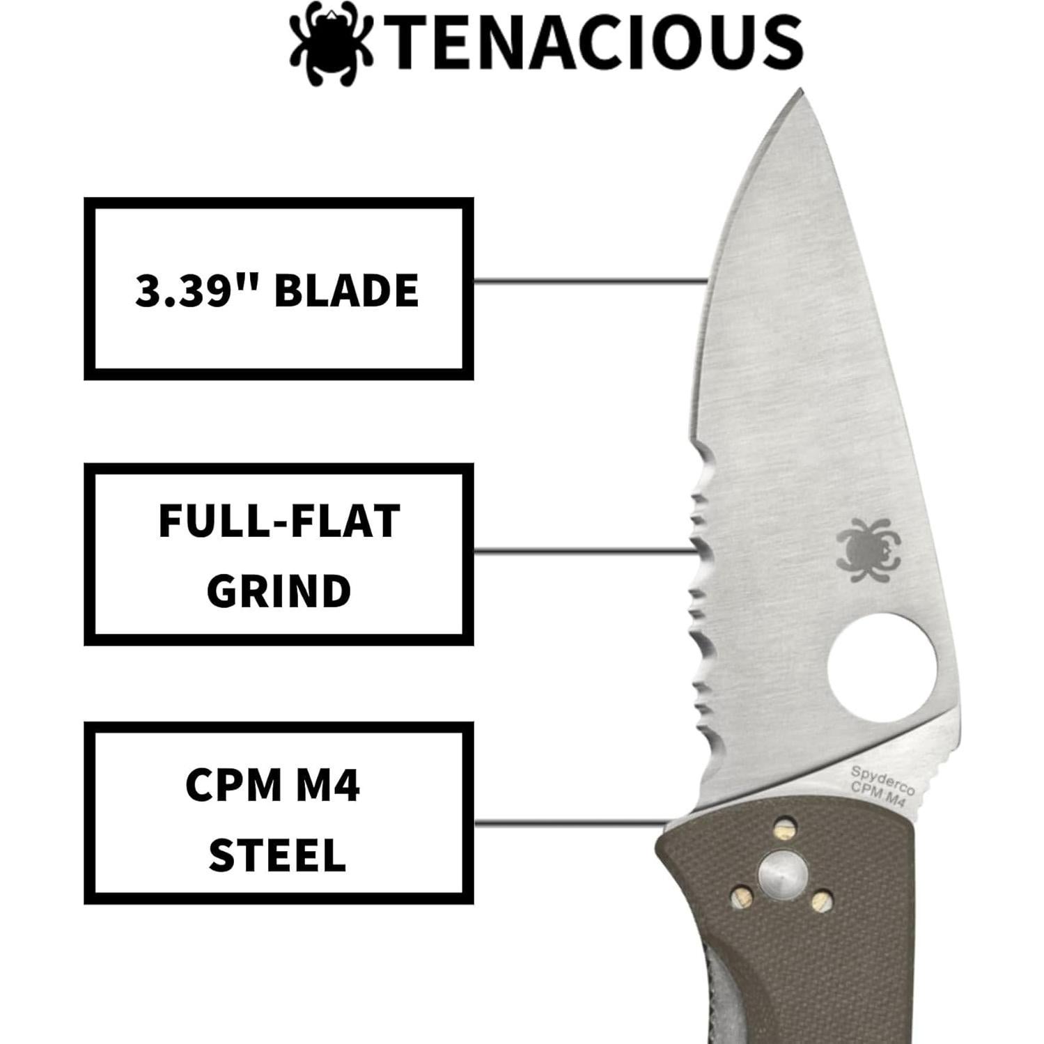 Cuchillo de bolsillo Spyderco Tenacious 8.5 cm G-10 Plegable