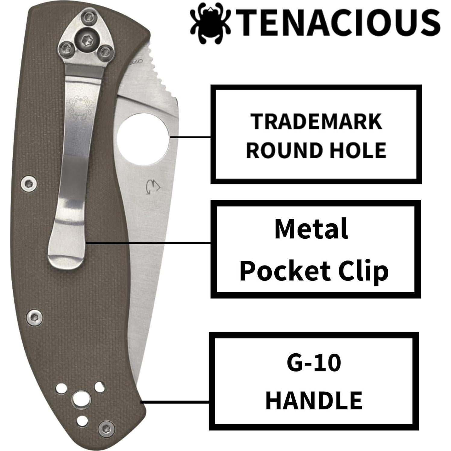 Cuchillo de bolsillo Spyderco Tenacious 8.5 cm G-10 Plegable