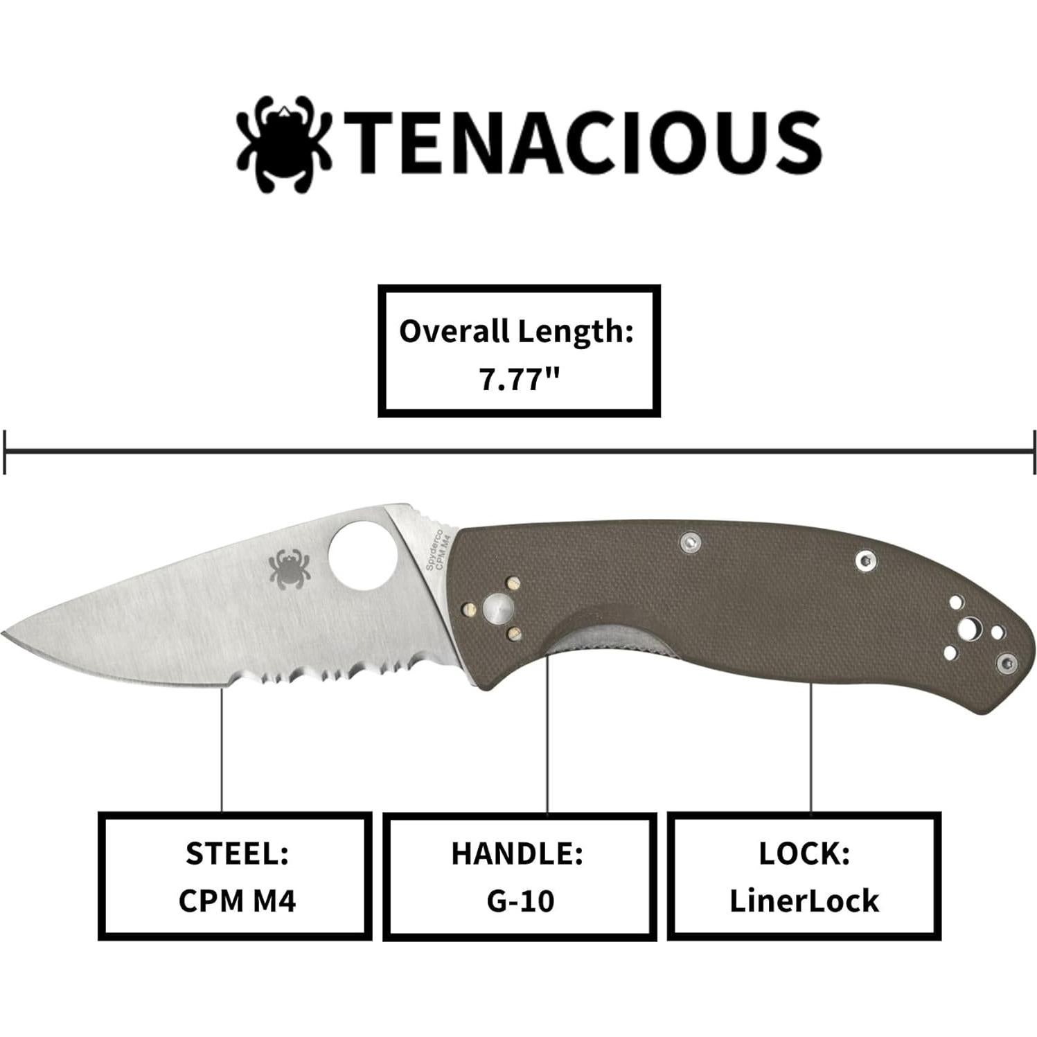Cuchillo de bolsillo Spyderco Tenacious 8.5 cm G-10 Plegable