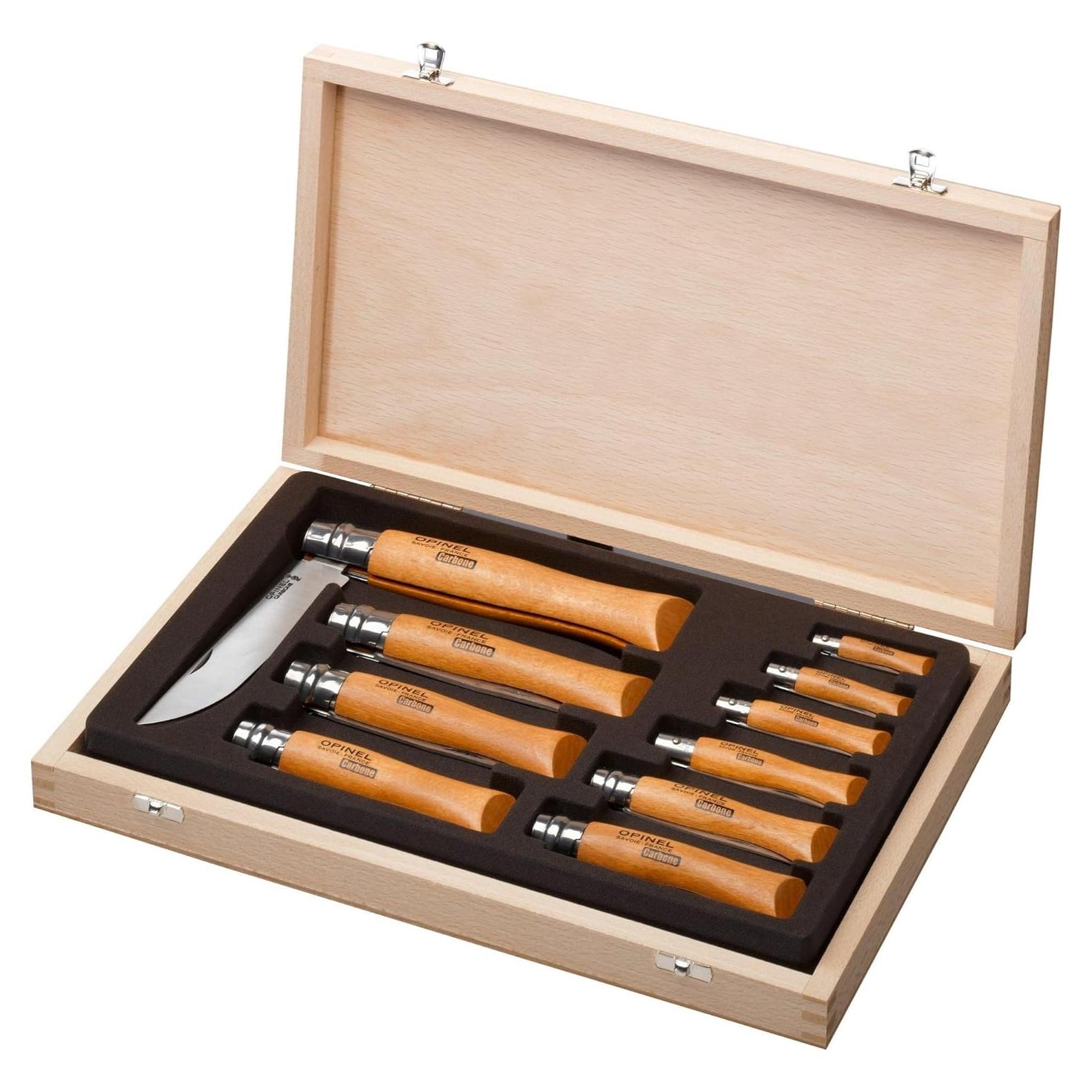 Estuche de Madera Opinel para 10 Cuchillos de Acero al Carbono