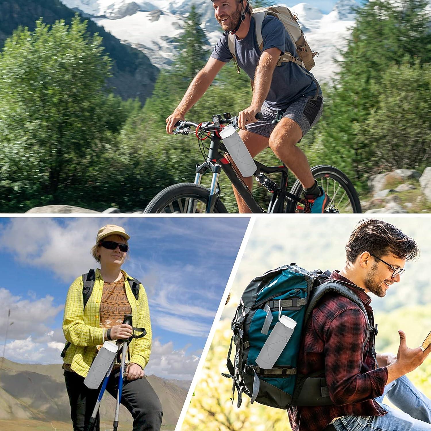 Botella de Agua Plegable 600ml Silicona Libre BPA Verde/Gris