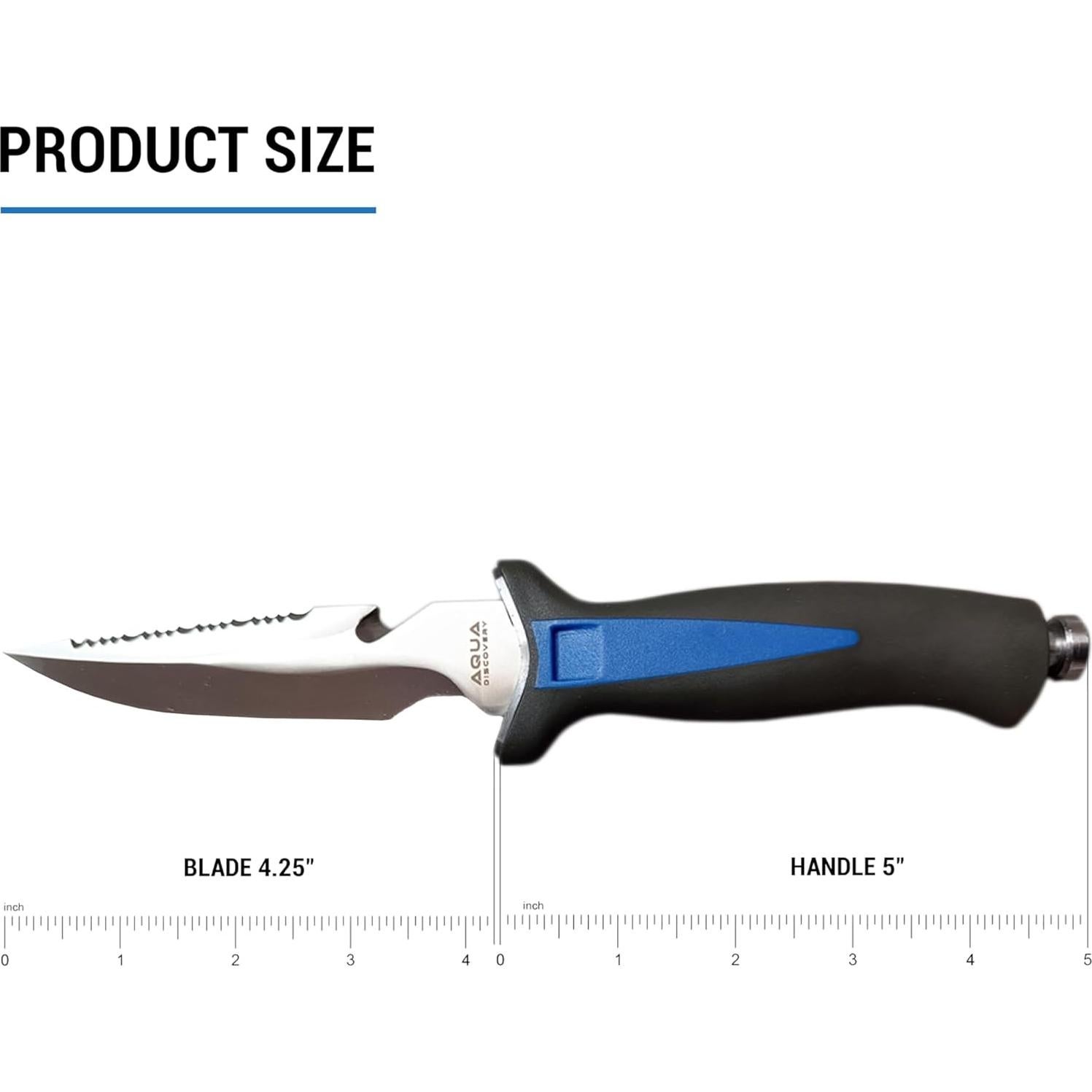 Cuchillo de Buceo AquaDiscovery 10" Acero Inoxidable 304ss