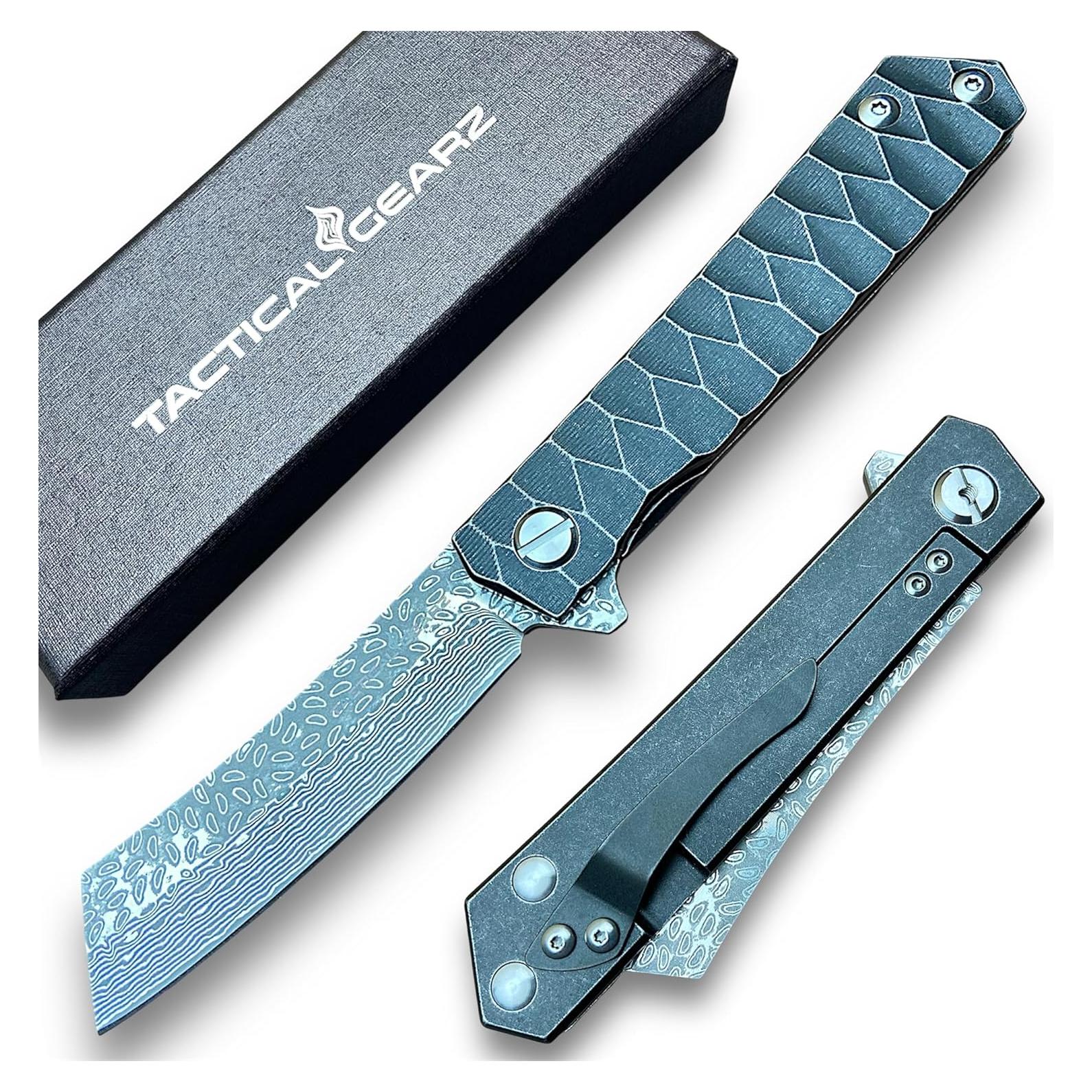 Cuchillo de bolsillo EDC Tactical Gearz TG Saint XT Damasco