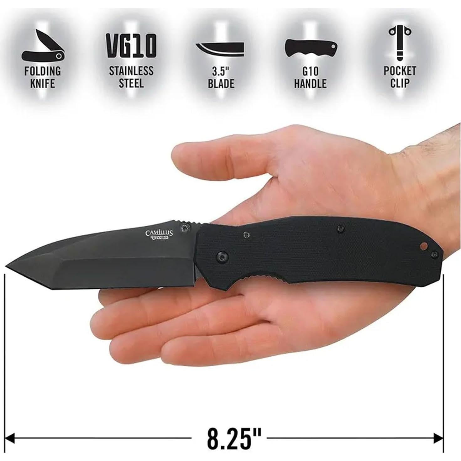 Cuchillo Plegable Camillus Tanto 8.25" Acero VG10 Mango G10