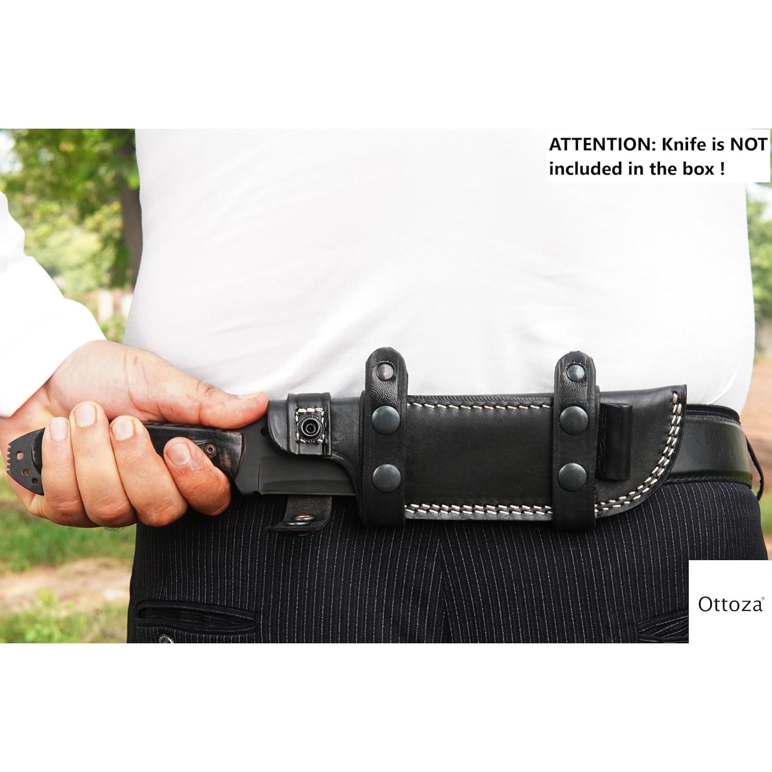 Funda de cuchillo de cuero Ottoza para hoja fija 15.88 cm