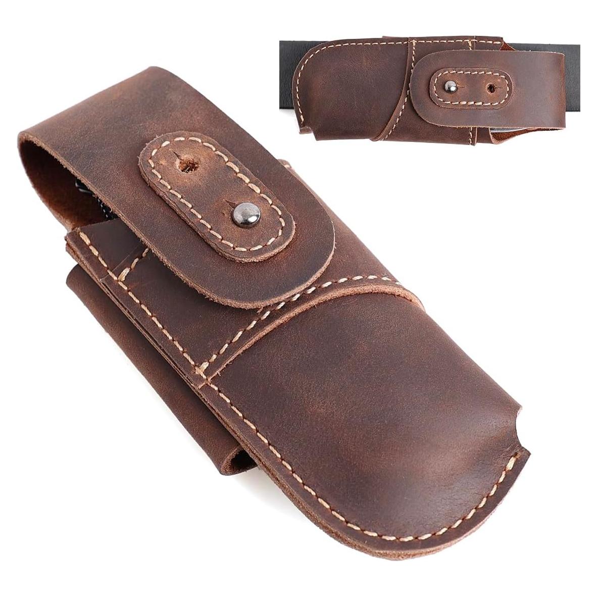 Funda de Cuchillo de Cuero Topstache EDC Horizontal Marrón