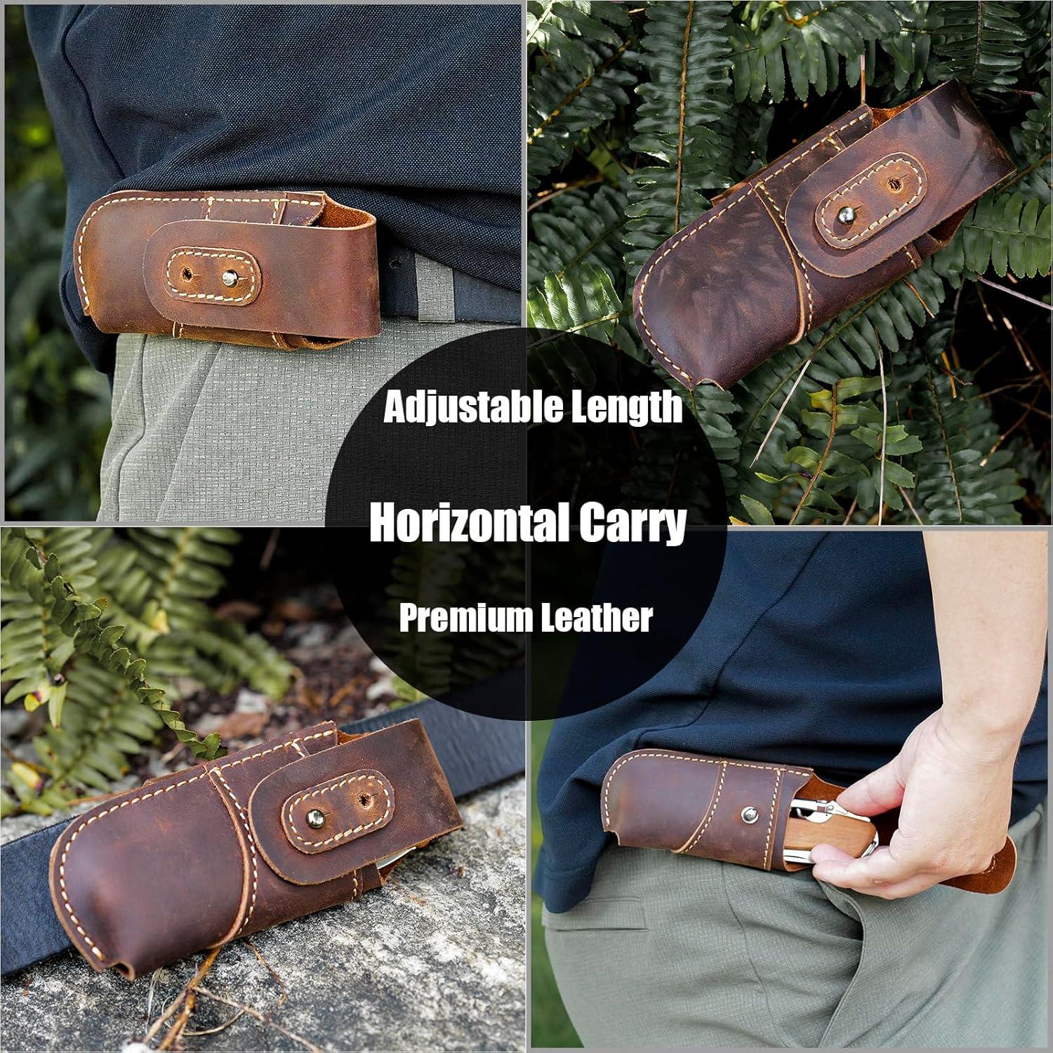 Funda de Cuchillo de Cuero Topstache EDC Horizontal Marrón