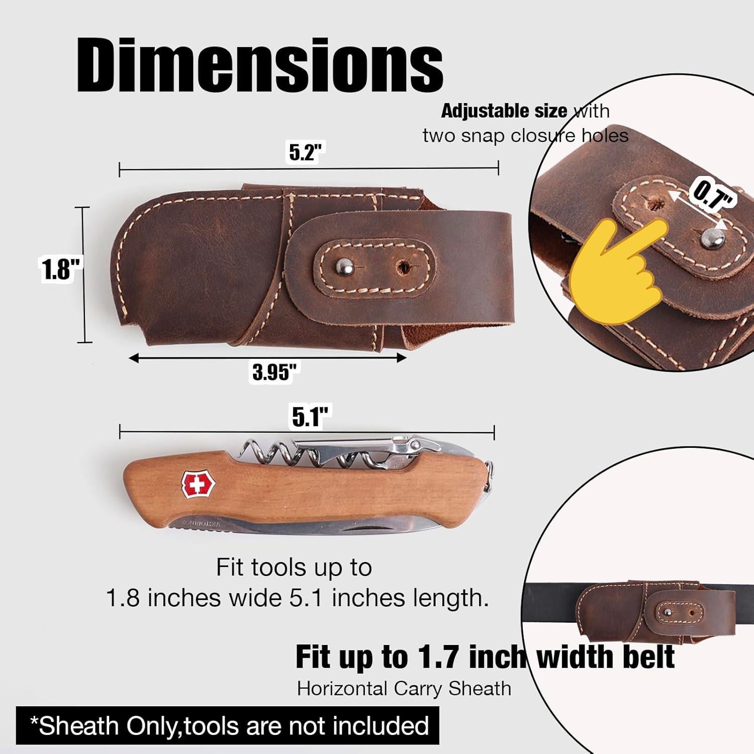 Funda de Cuchillo de Cuero Topstache EDC Horizontal Marrón