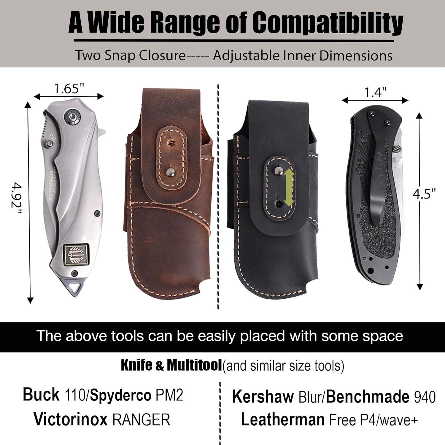 Funda de Cuchillo de Cuero Topstache EDC Horizontal Marrón