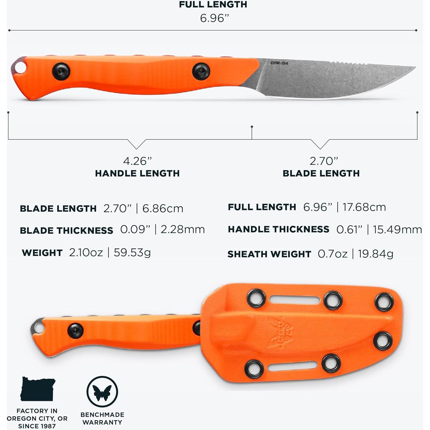 Cuchillo de Caza Benchmade Flyway 15700 Mango Naranja G10