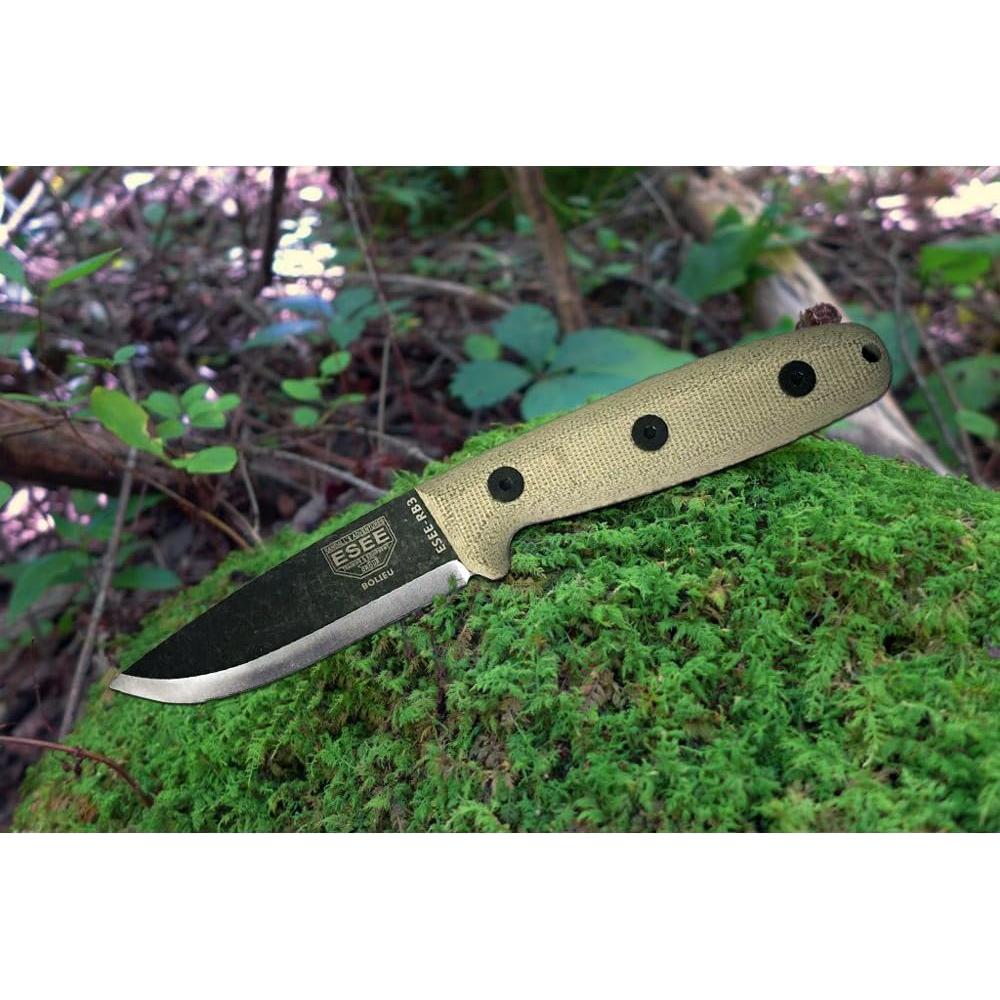 Cuchillo de Supervivencia ESEE RB3 con Funda de Cuero