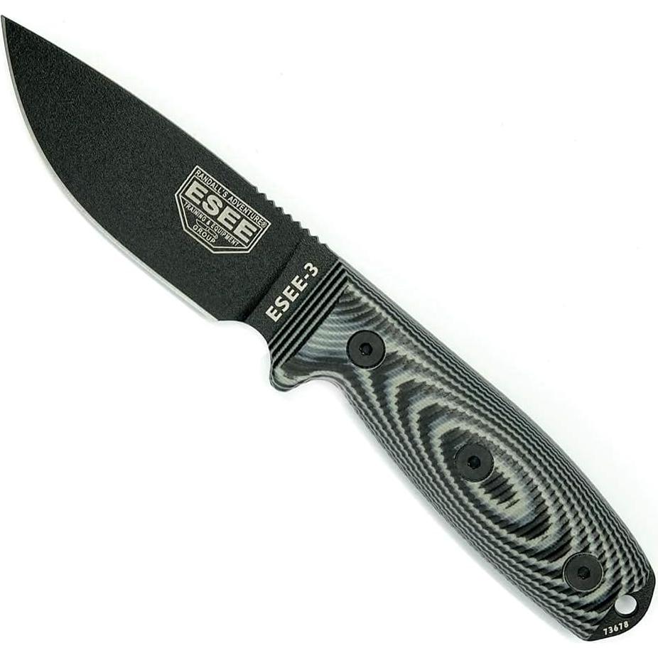 Cuchillo ESEE-3 Fijo Acero 1095 Mango G-10 3D Negro 20.8 cm
