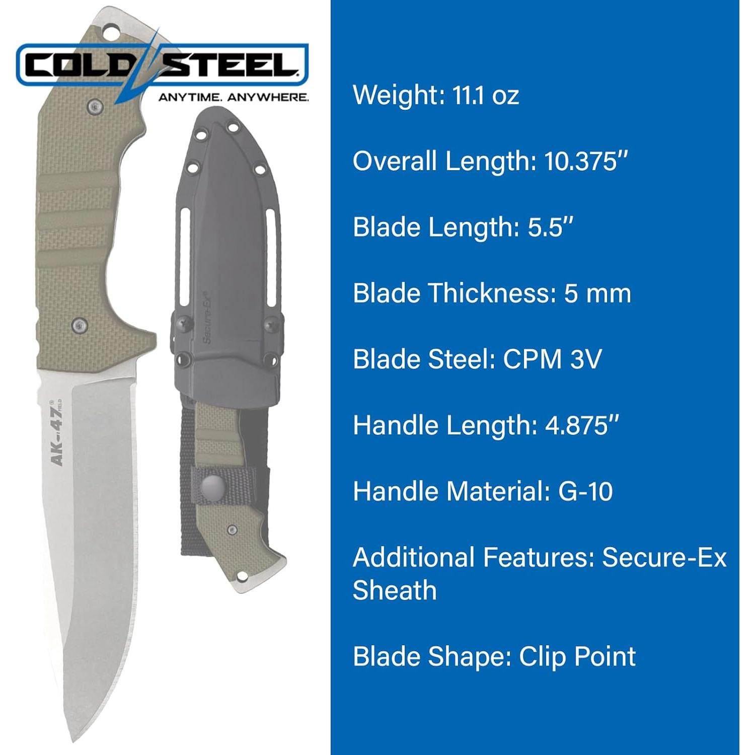 Cuchillo de Campo Cold Steel AK-47 14 cm Hoja CPM 3V Mango G-10
