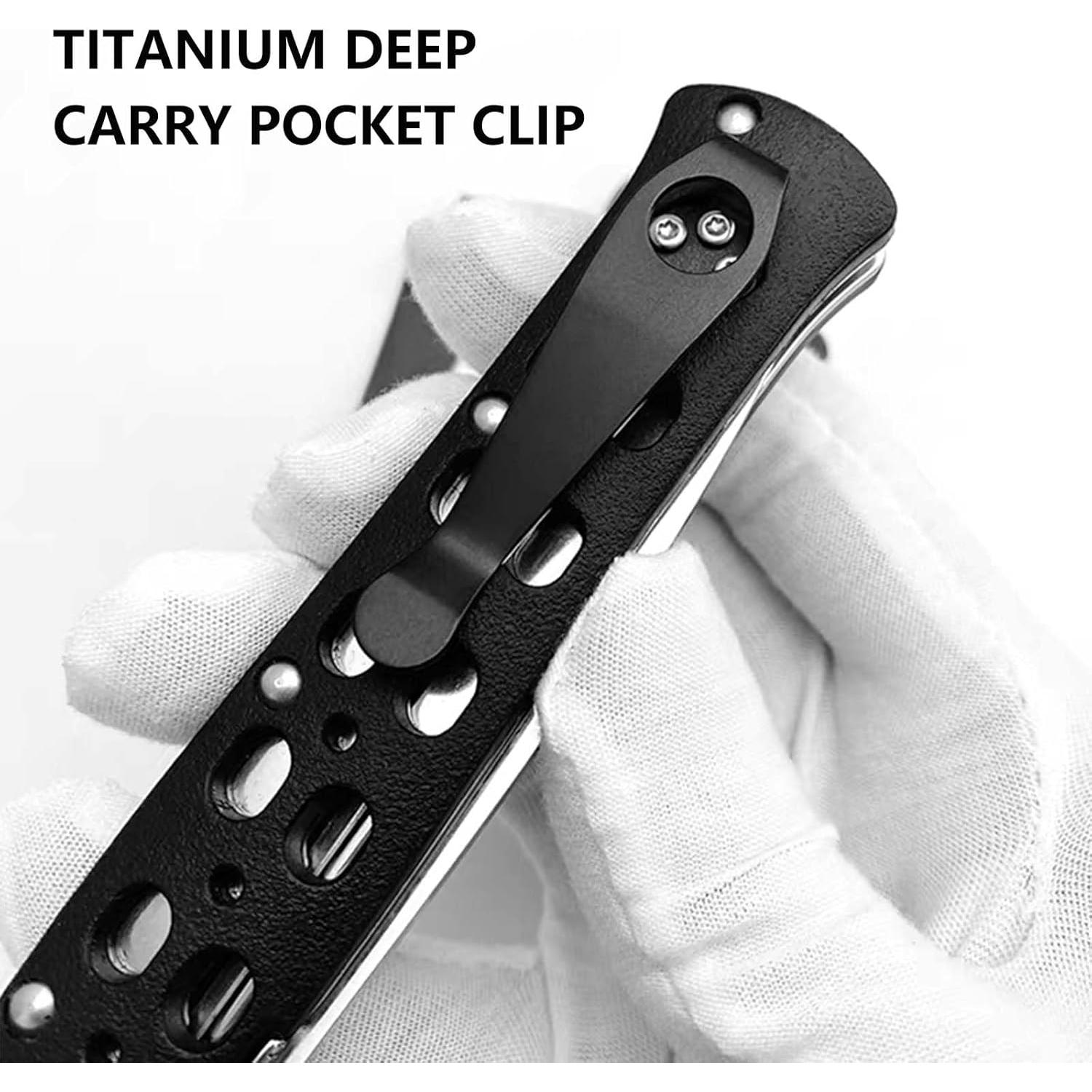 Clip de bolsillo de titanio hiSpkNix para cuchillos Spyderco