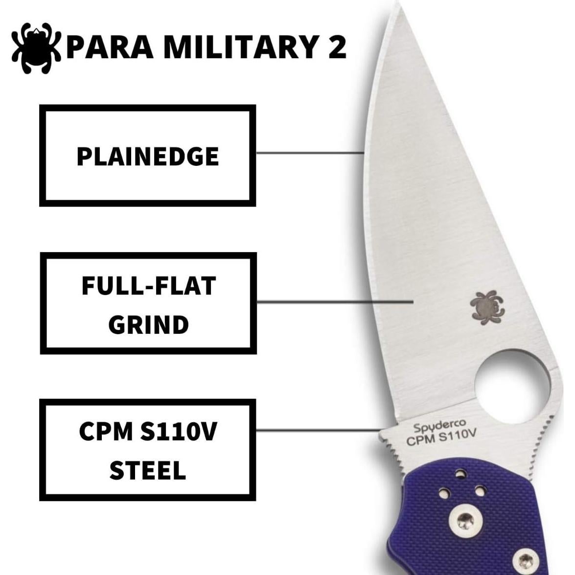 Cuchillo Plegable Spyderco Para Military 2 Azul Medianoche 8.89 cm