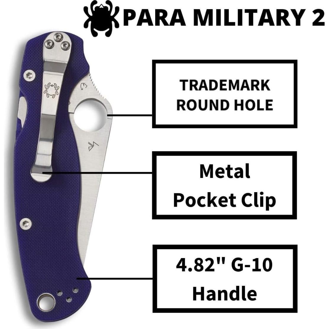 Cuchillo Plegable Spyderco Para Military 2 Azul Medianoche 8.89 cm