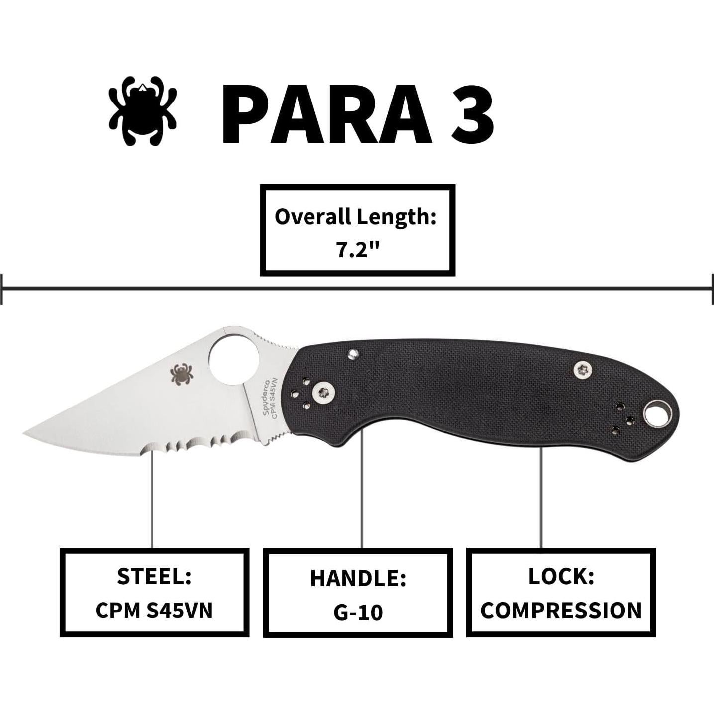 Cuchillo de bolsillo plegable Spyderco Para 3 - Acero inoxidable 7.49 cm