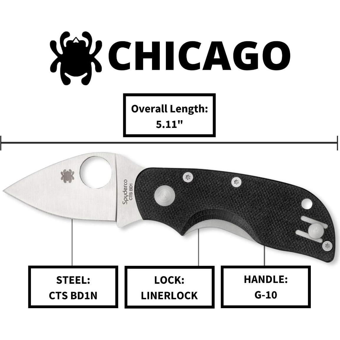 Cuchillo Plegable Spyderco Chicago 5.08 cm Acero Inoxidable