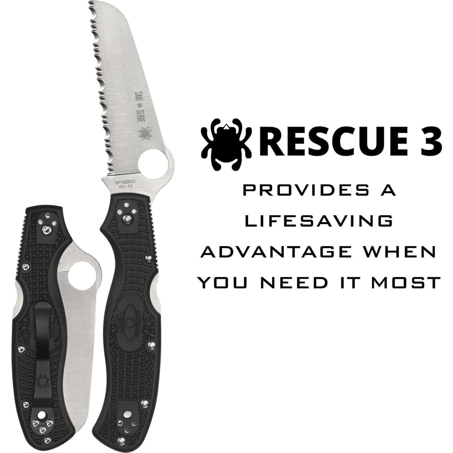 Cuchillo de Rescate Spyderco Rescue 3 Thin Red Line 9.29cm