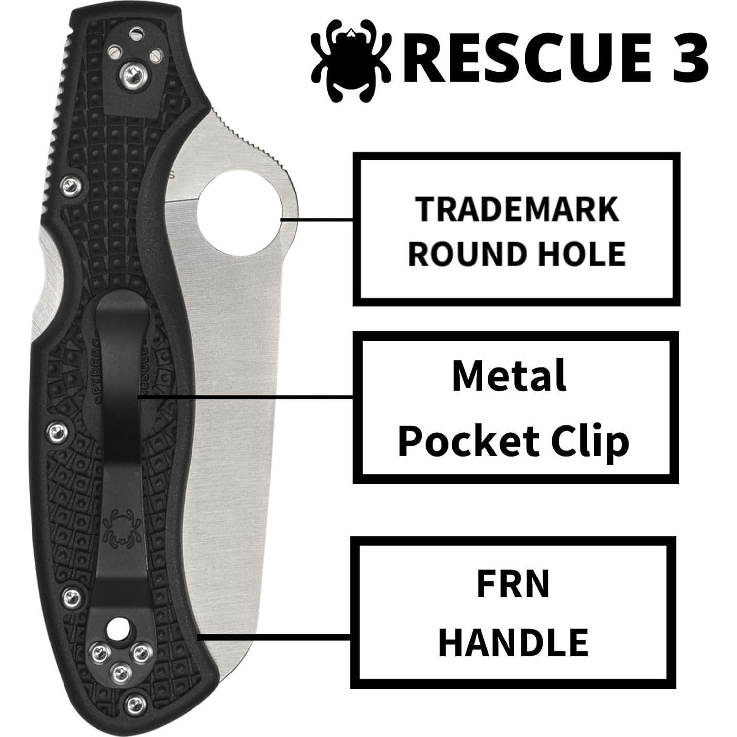 Cuchillo de Rescate Spyderco Rescue 3 Thin Red Line 9.29cm