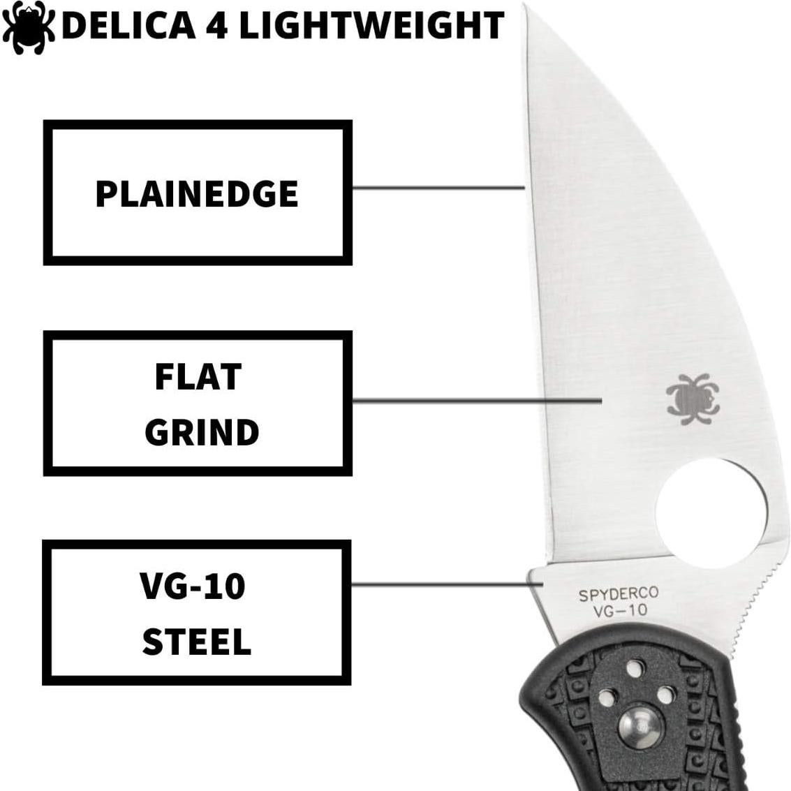Cuchillo Plegable Spyderco Delica 4 Hoja Wharncliffe 10.16 cm