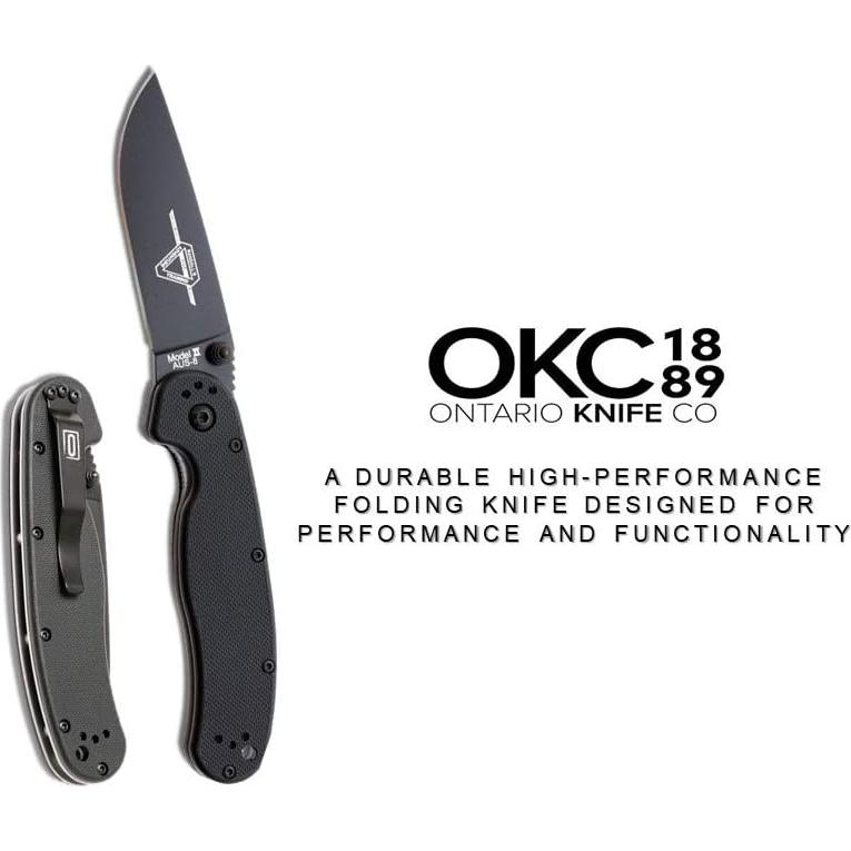 Cuchillo Plegable Ontario 8861, Hoja 7.62 cm, Negro