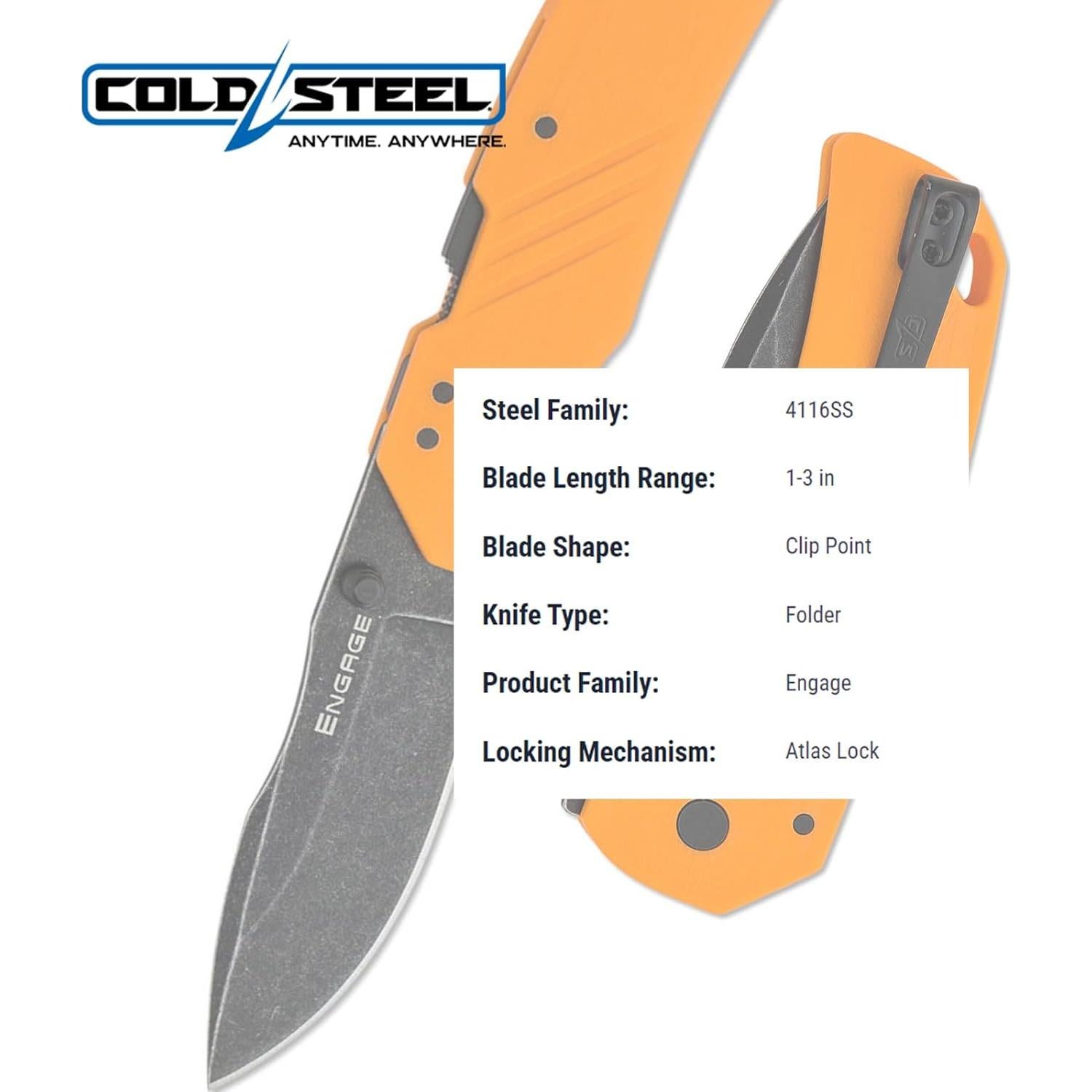 Cuchillo Plegable Cold Steel Engage 3" Acero 4116SS Mango GFN