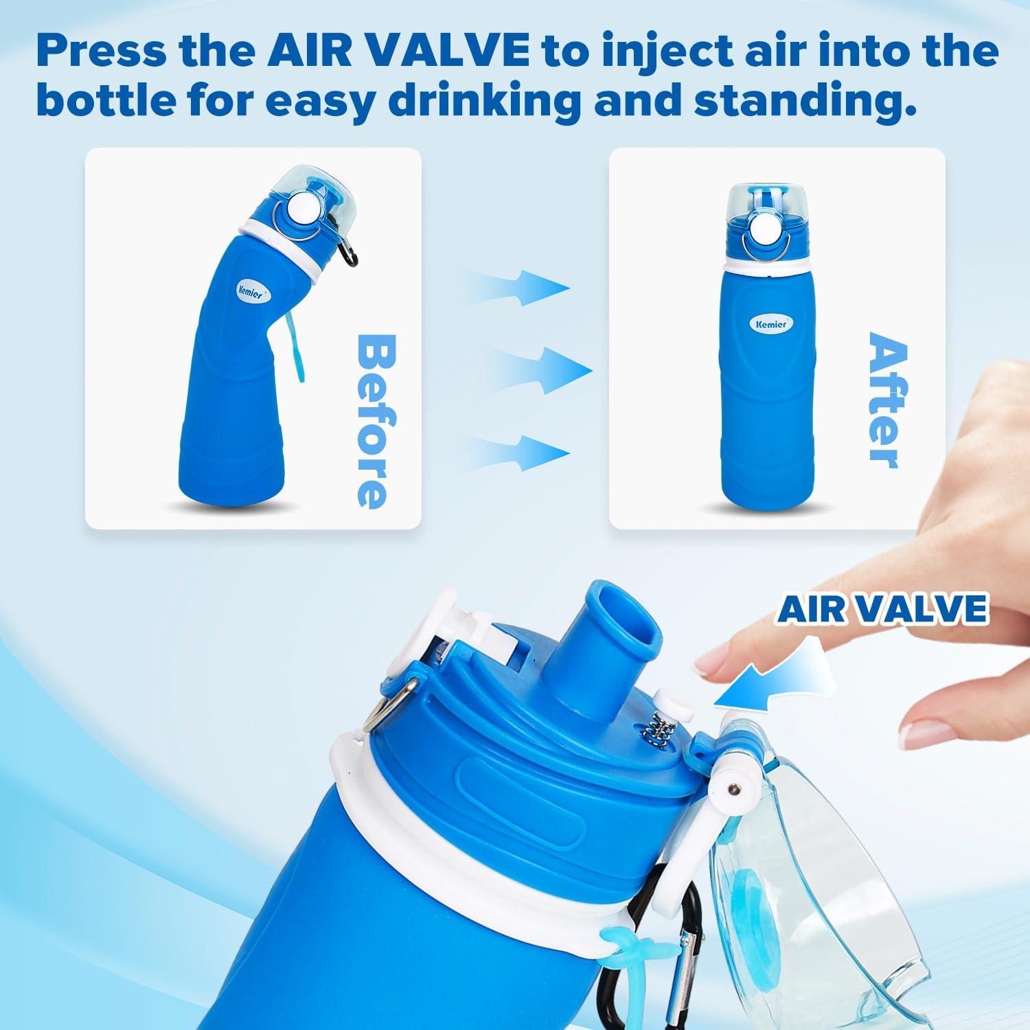 Botella de Agua Plegable Kemier S5 750ml Silicona BPA Libre
