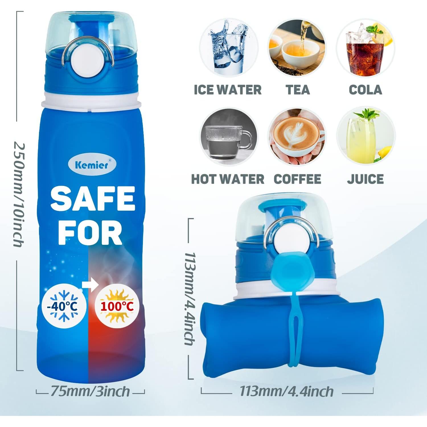 Botella de Agua Plegable Kemier S5 750ml Silicona BPA Libre