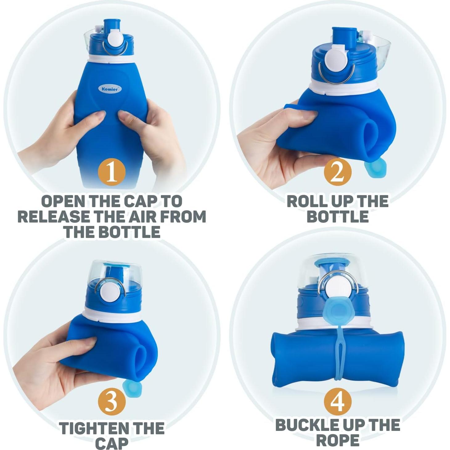 Botella de Agua Plegable Kemier S5 750ml Silicona BPA Libre