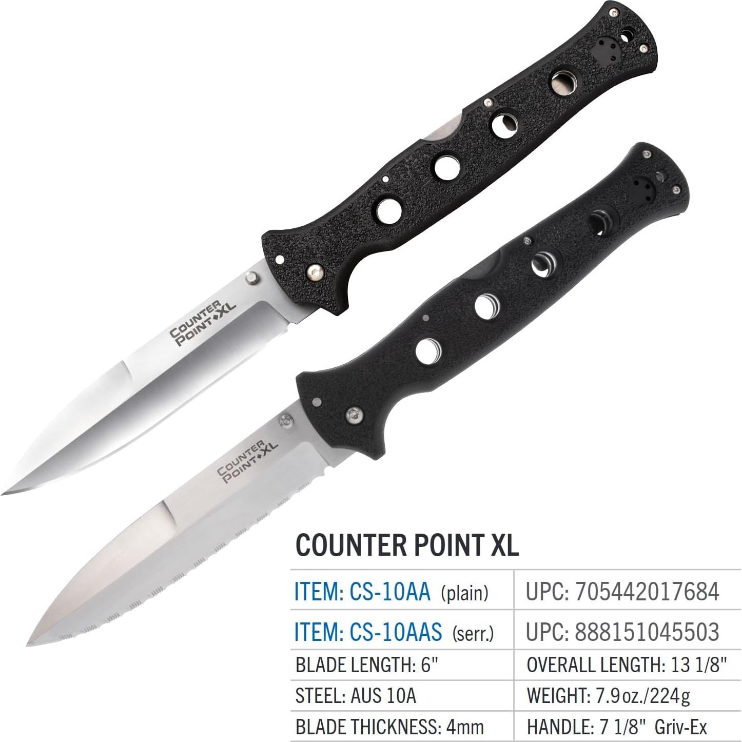 Cuchillo Plegable Cold Steel Punto Frío XL AUS10A 6" Serrado