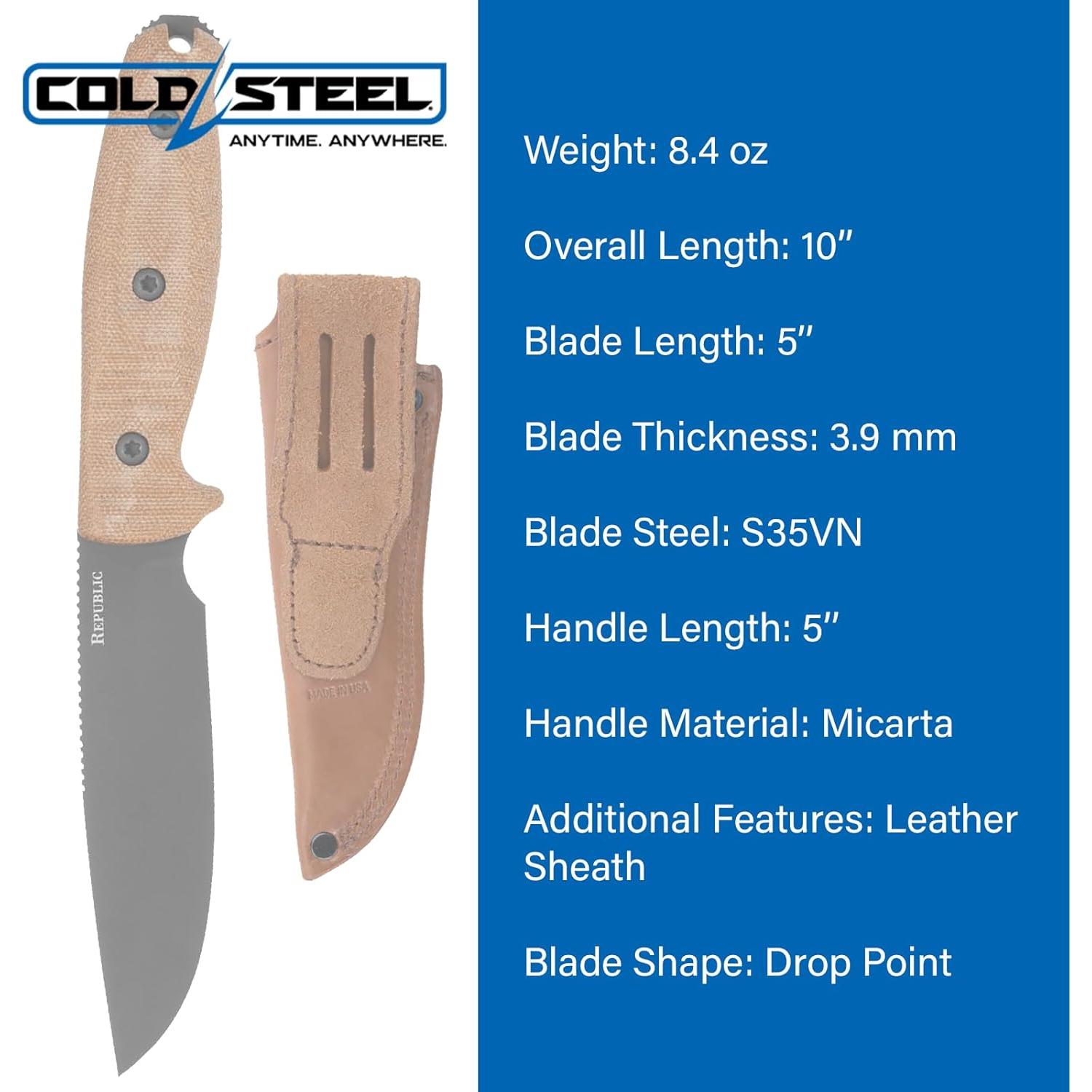 Cuchillo Fijo Cold Steel Republic 12.7 cm S35VN Mango Micarta