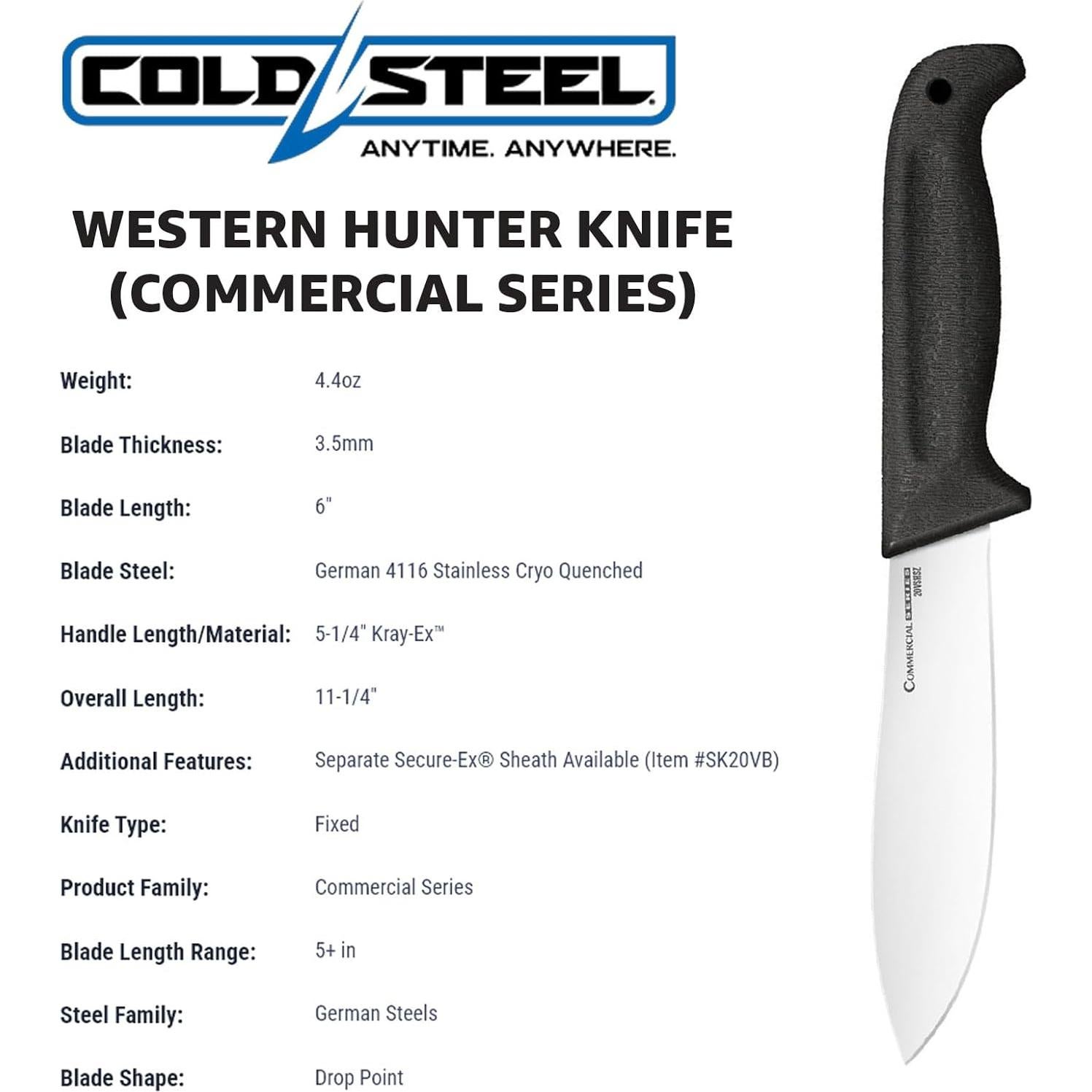 Cuchillo Fijo Cold Steel Western Hunter 15.24 cm Acero Inoxidable
