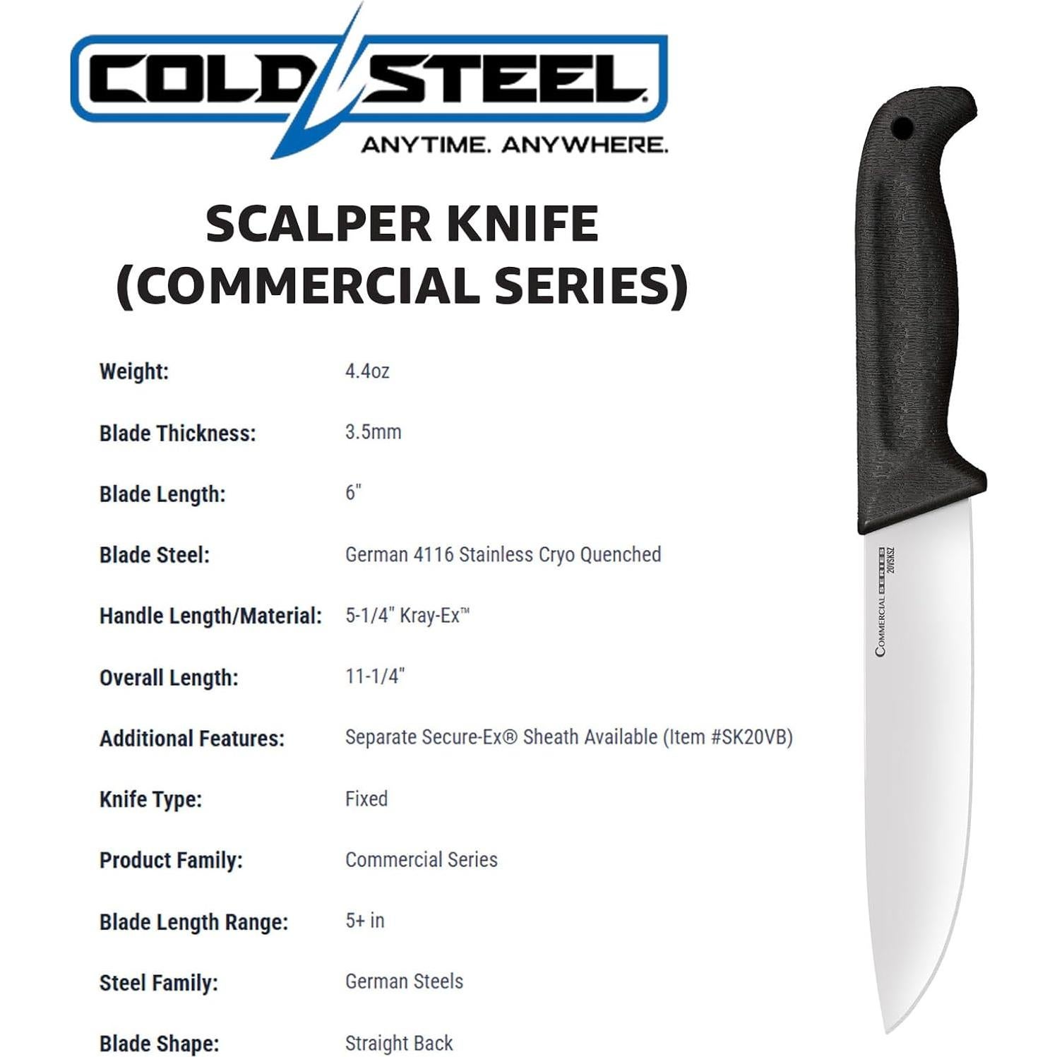 Cuchillo de Hoja Fija Cold Steel Scalper 15.24 cm Acero Inox