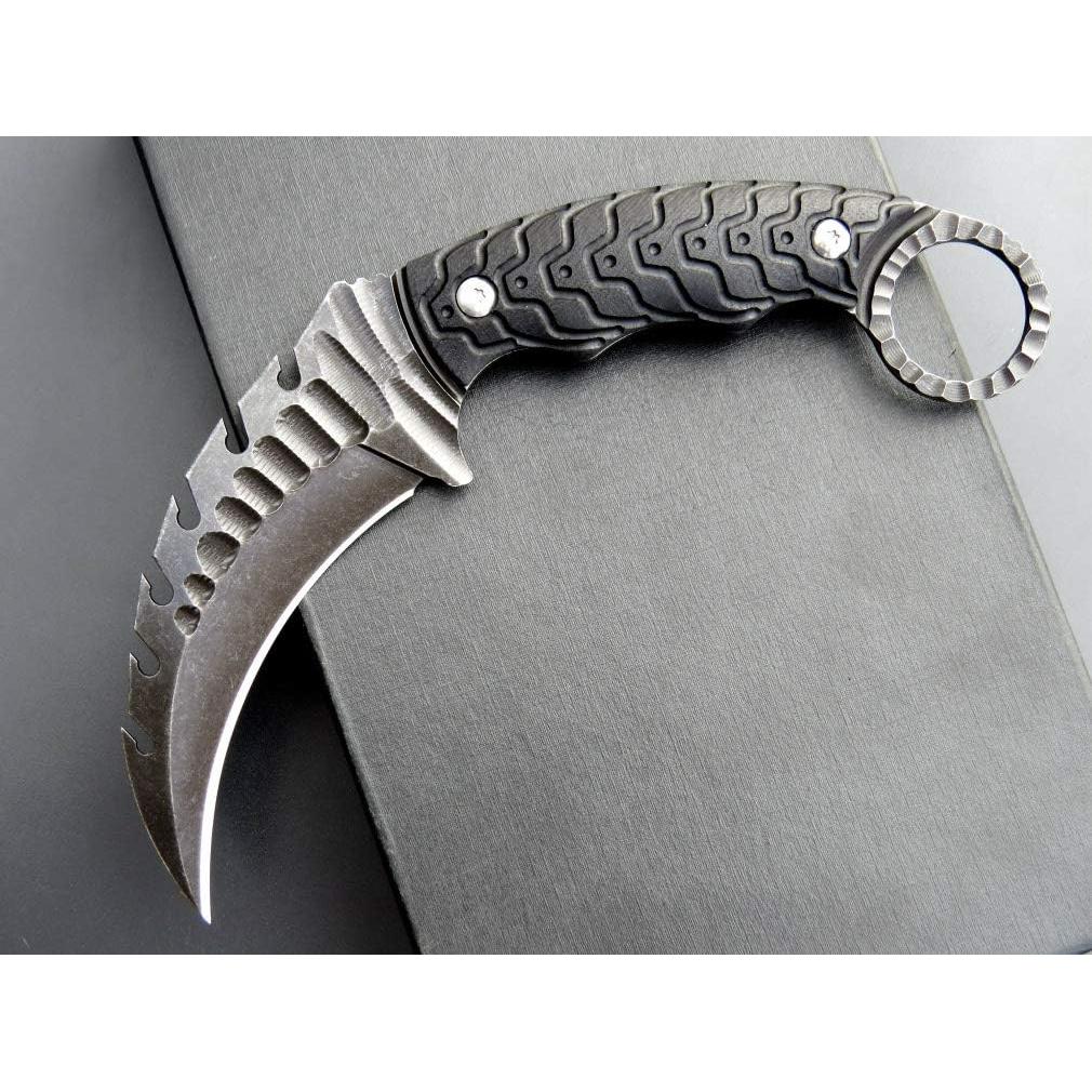 Cuchillo de Camping Ccanku C1110, Acero D2, Mango G10, Negro