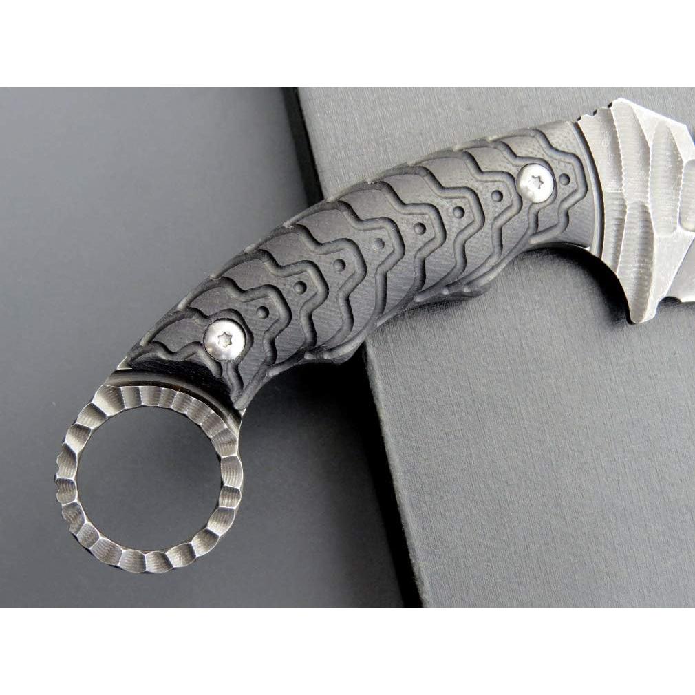 Cuchillo de Camping Ccanku C1110, Acero D2, Mango G10, Negro