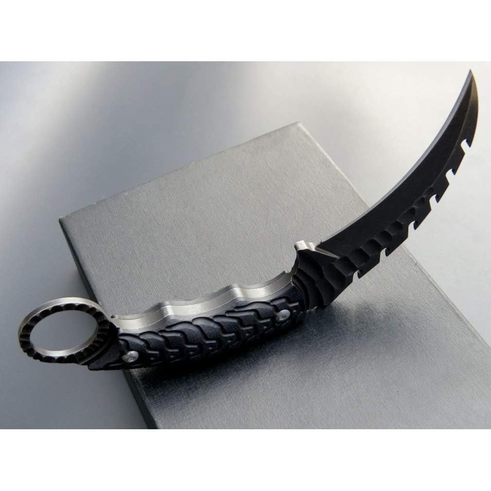 Cuchillo de Camping Ccanku C1110, Acero D2, Mango G10, Negro