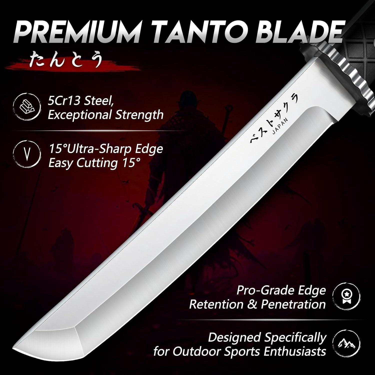 Cuchillo Tanto Moontay 21.3cm Acero Inoxidable con Funda