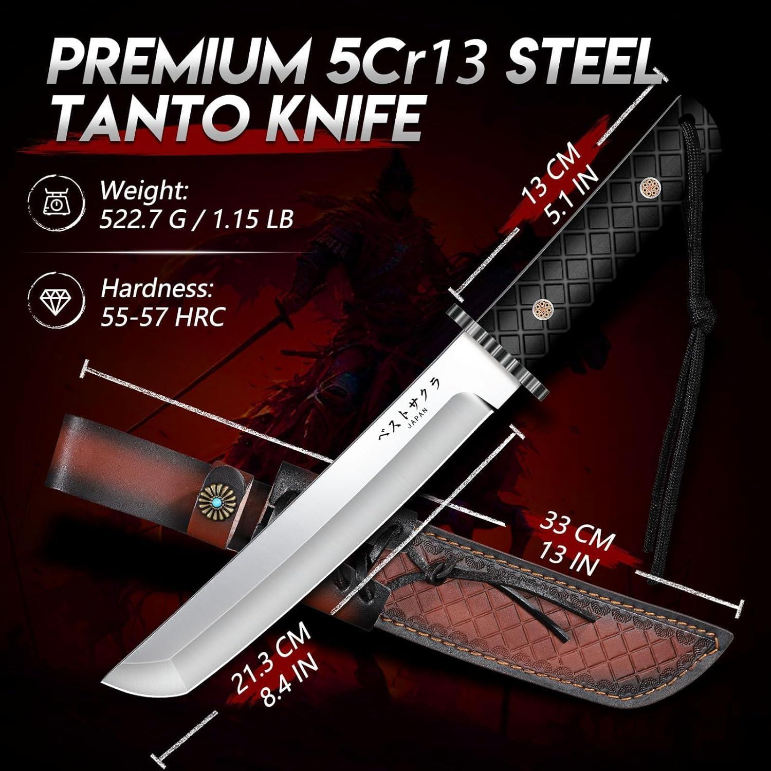 Cuchillo Tanto Moontay 21.3cm Acero Inoxidable con Funda