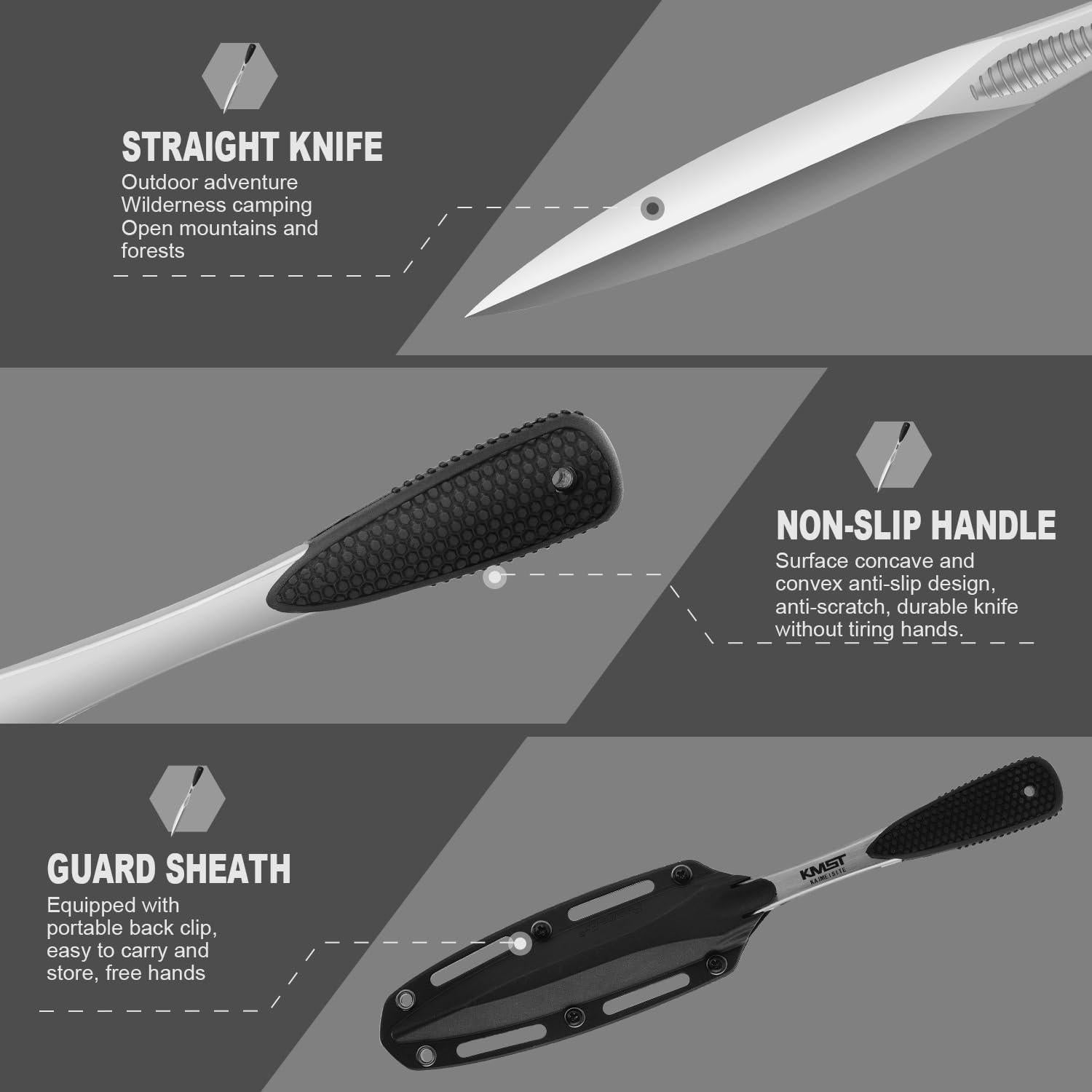 Cuchillo Bayoneta Kaimeisite AUS-8 para Caza y Camping 20.3 cm