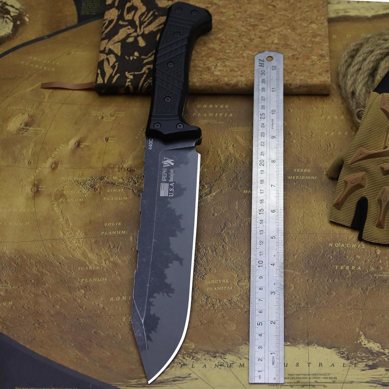 Cuchillo de Exterior WPKOPYA Full Tang Acero Inoxidable 440C 37.6cm