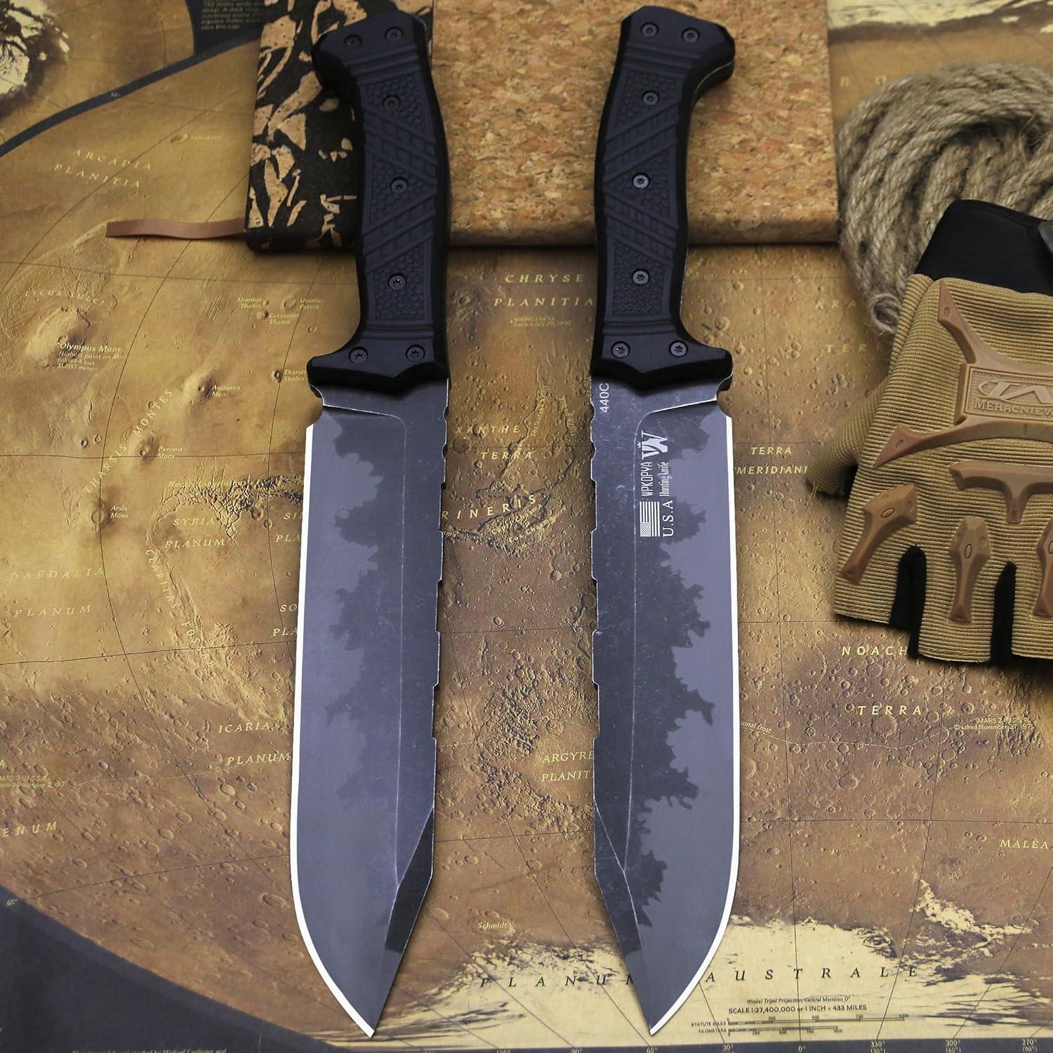 Cuchillo de Exterior WPKOPYA Full Tang Acero Inoxidable 440C 37.6cm