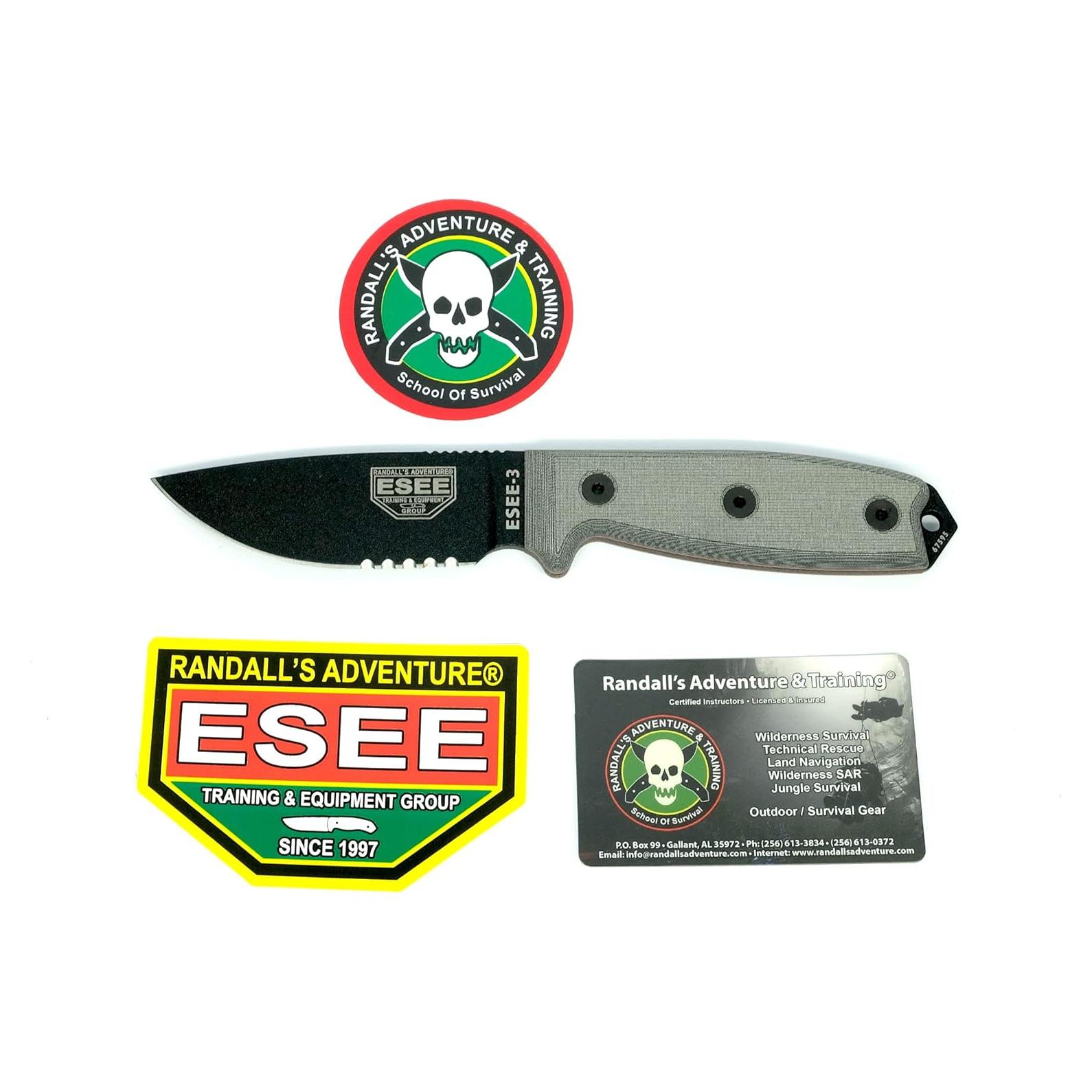 Cuchillo ESEE 3SKO Negro con Mango de Micarta 20.96 cm