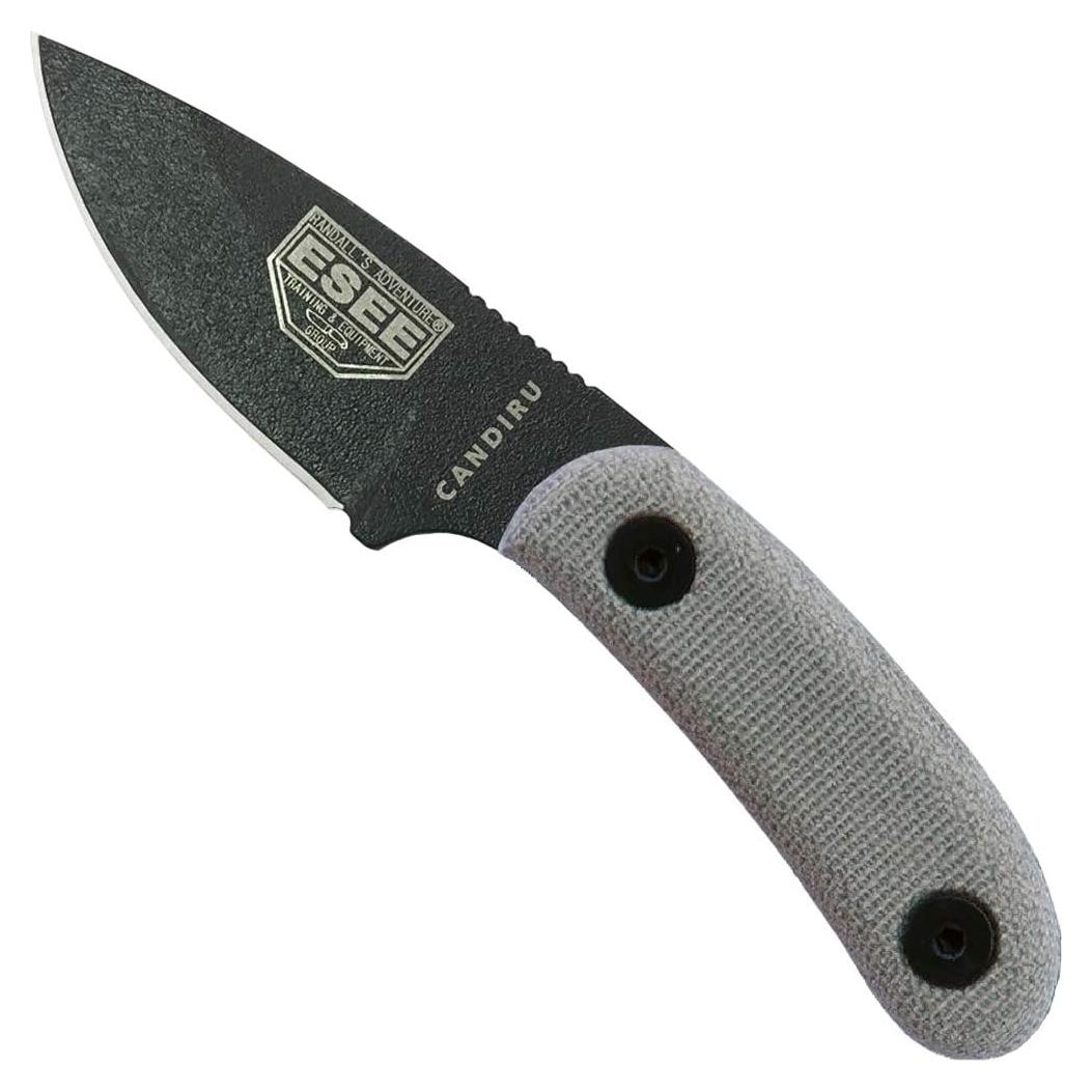 Cuchillo ESEE Candiru Negro con Mango de Micarta y Funda