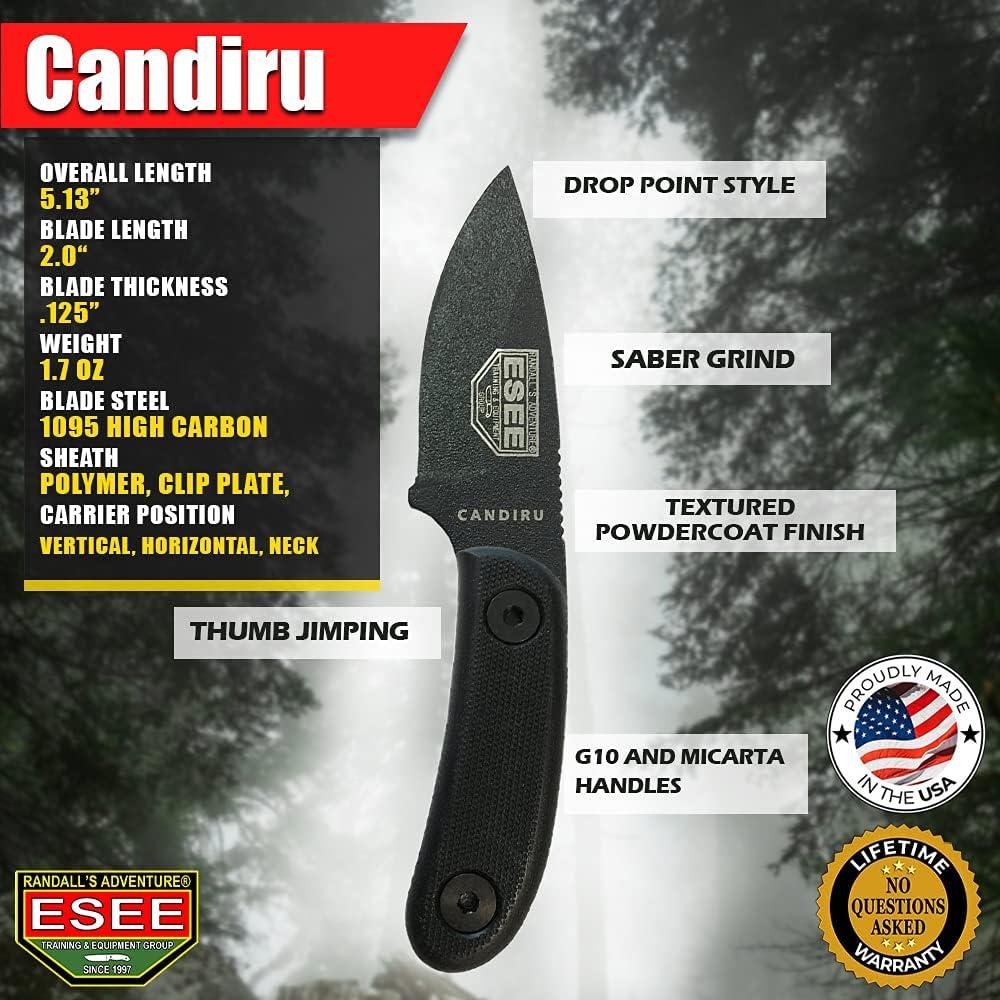 Cuchillo ESEE Candiru 13 cm Acero al Carbono Negro